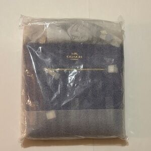 Coach Navy Blue Tote with Gold Accents